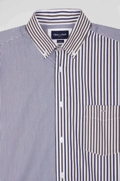 Chemise manches courtes en coton marron coupe Regular
