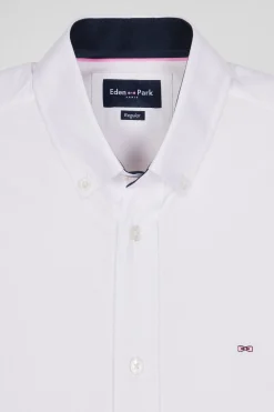 Chemise manches courtes en coton blanc coupe Regular