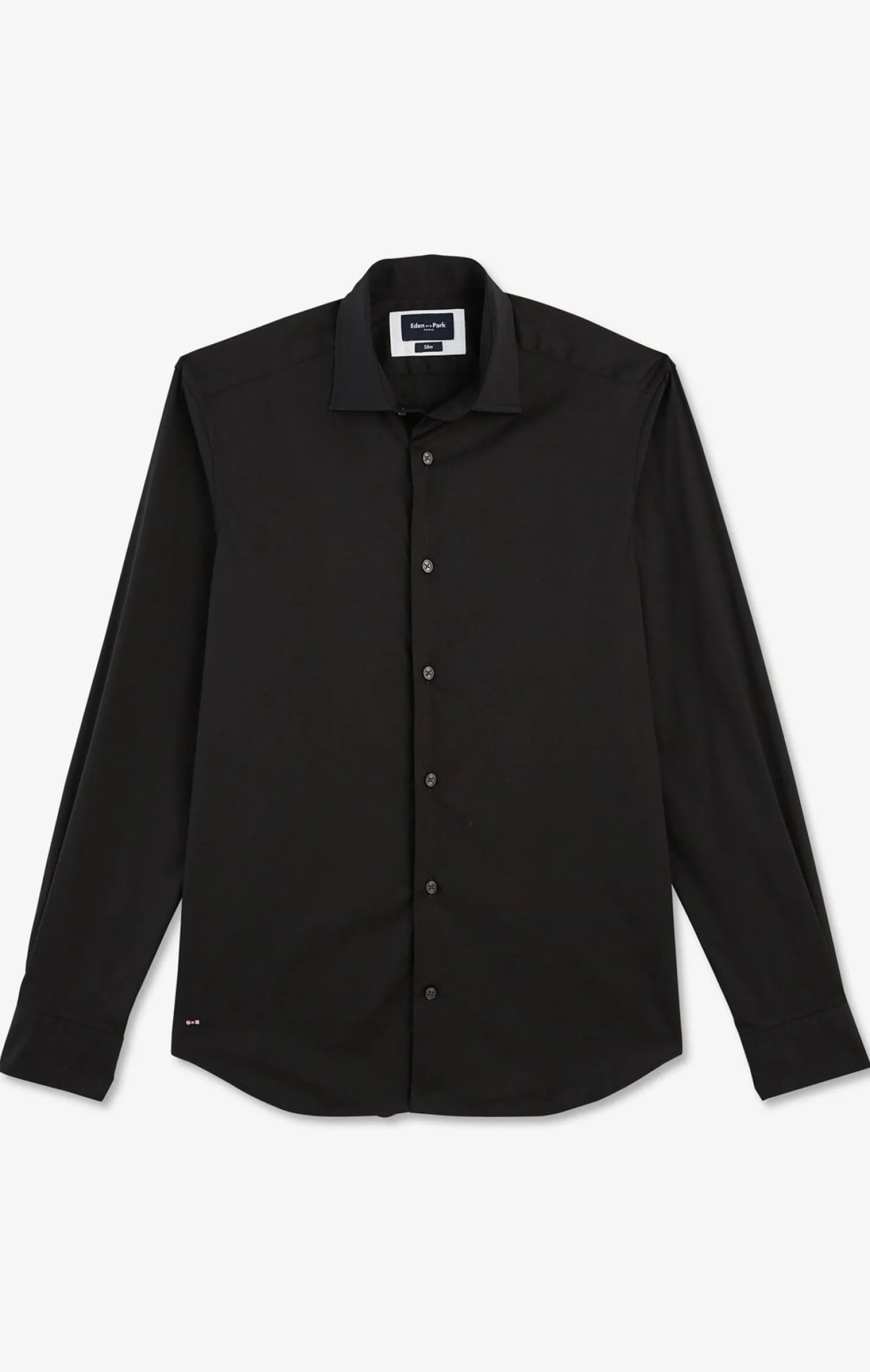 Chemise noir slim en popeline stretch