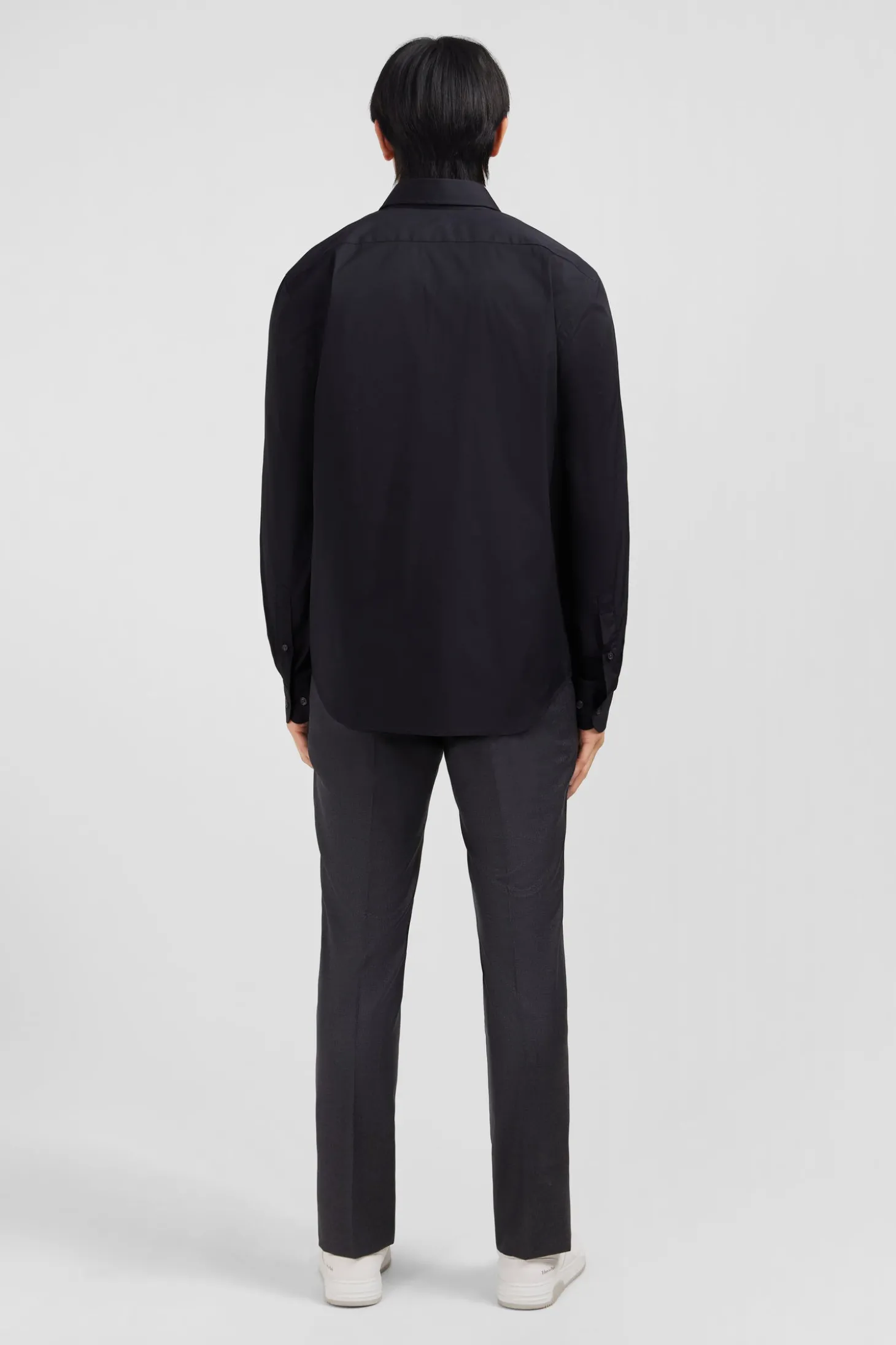 Chemise noir slim en popeline stretch