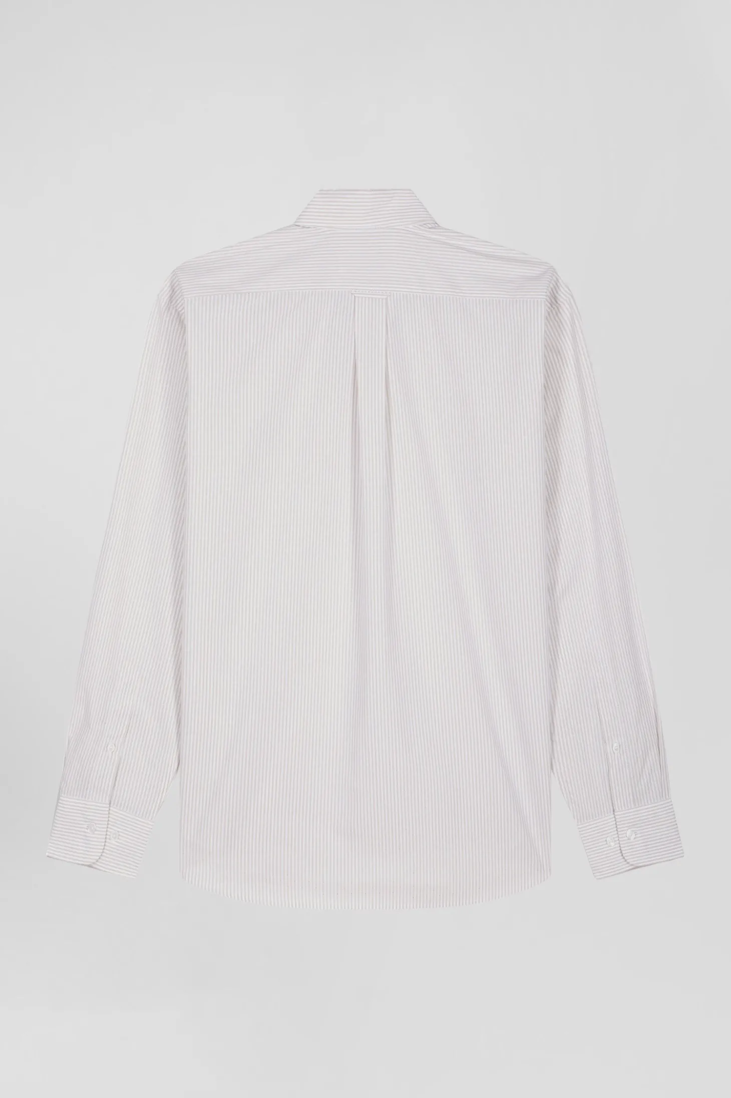 Chemise rayée en coton beige coupe Regular jacquard