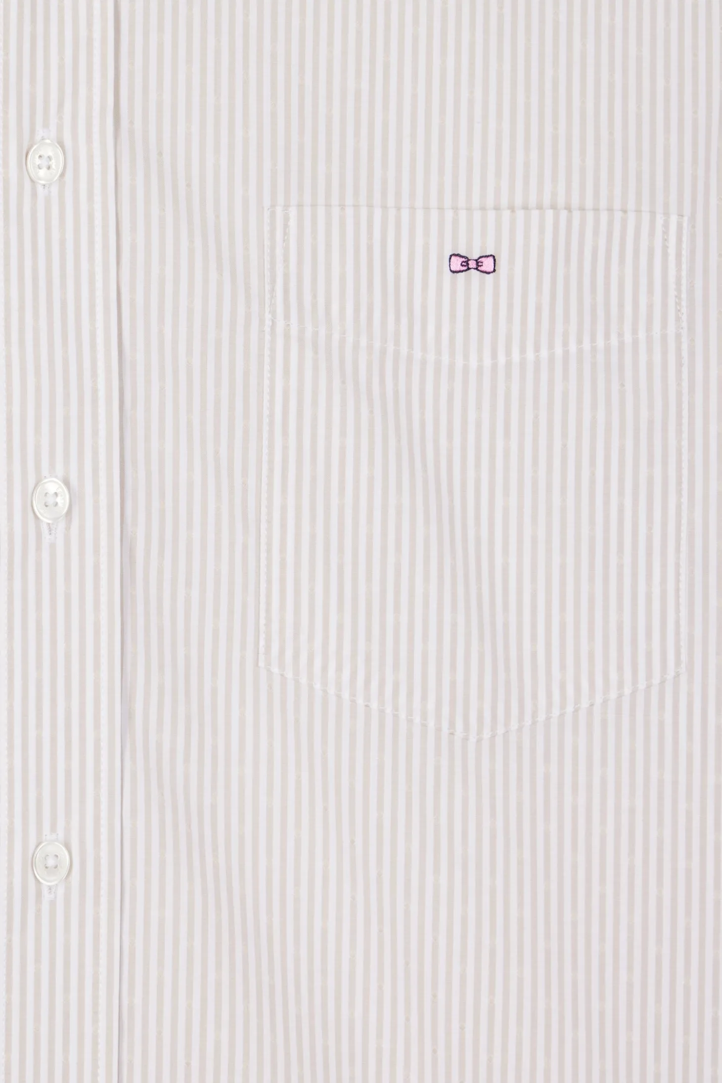 Chemise rayée en coton beige coupe Regular jacquard