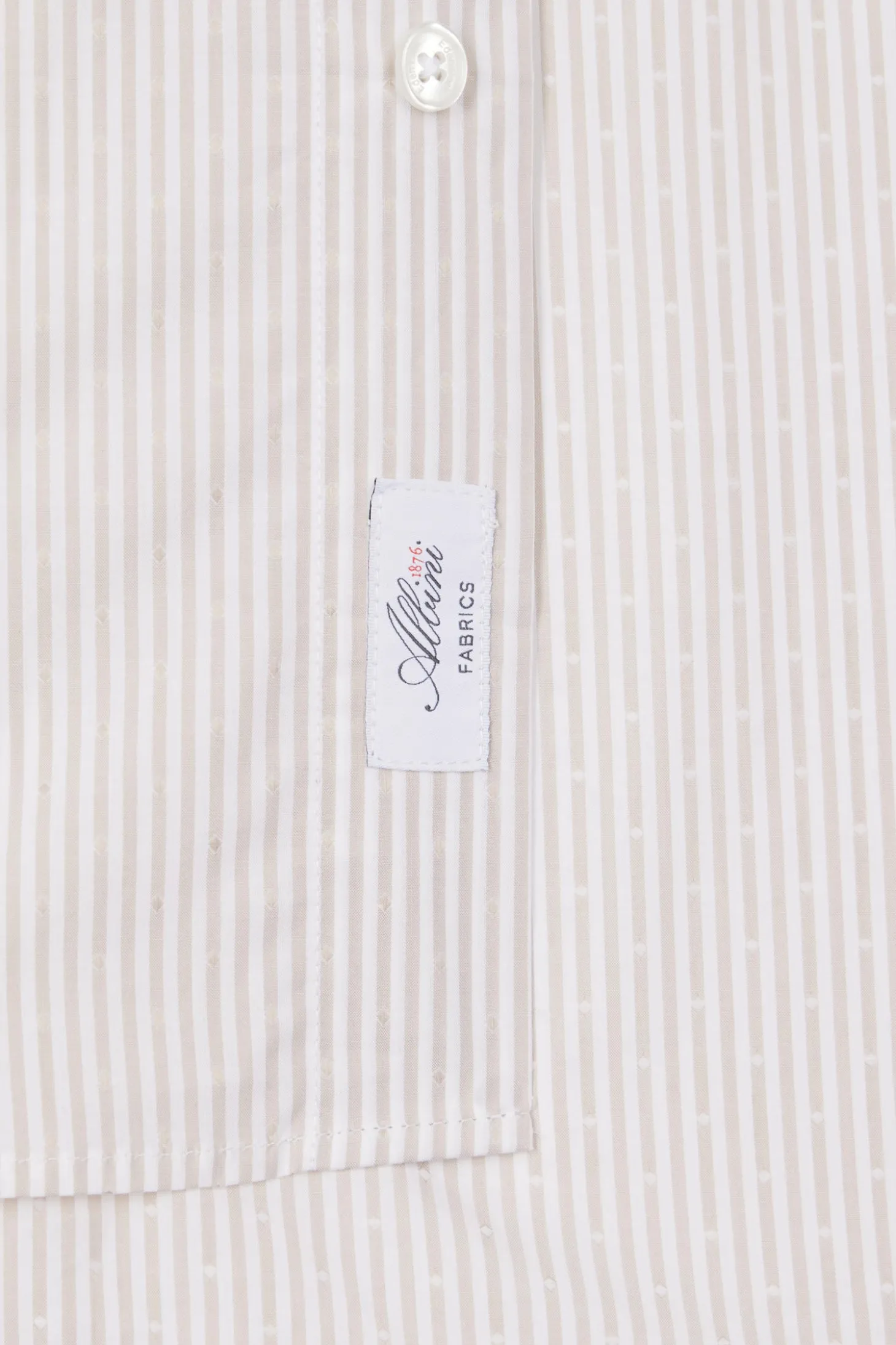 Chemise rayée en coton beige coupe Regular jacquard