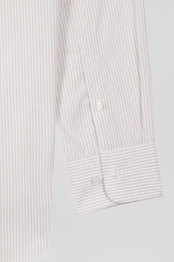 Chemise rayée en coton beige coupe Regular jacquard