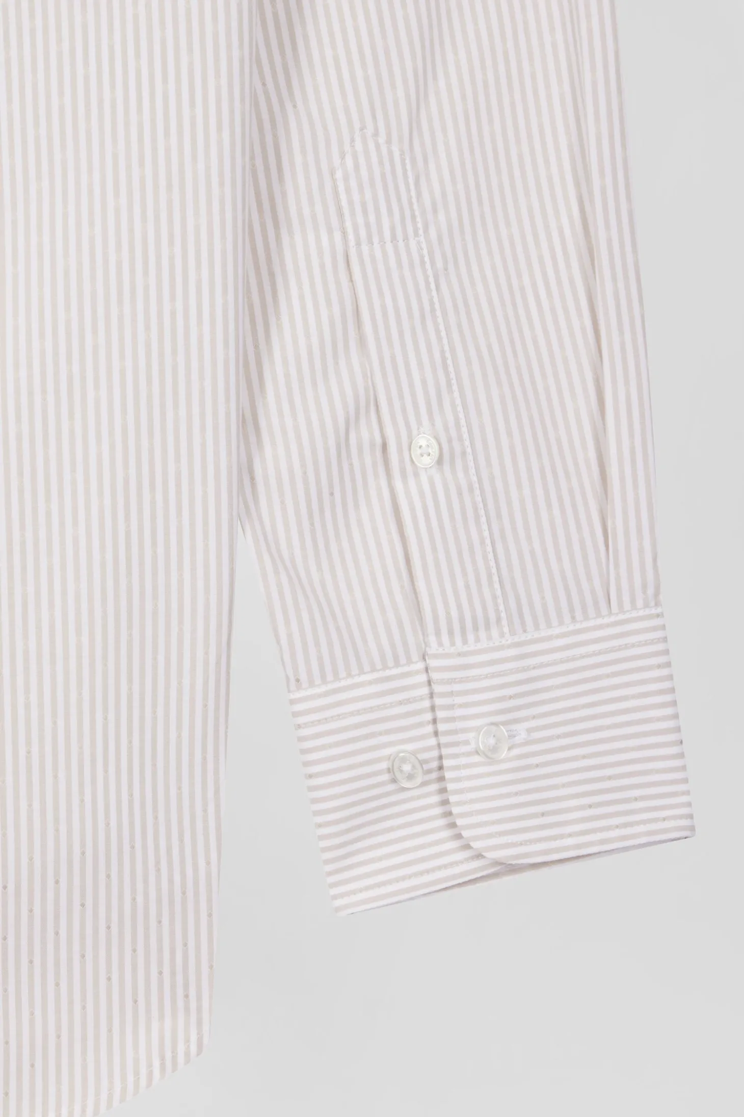 Chemise rayée en coton beige coupe Regular jacquard