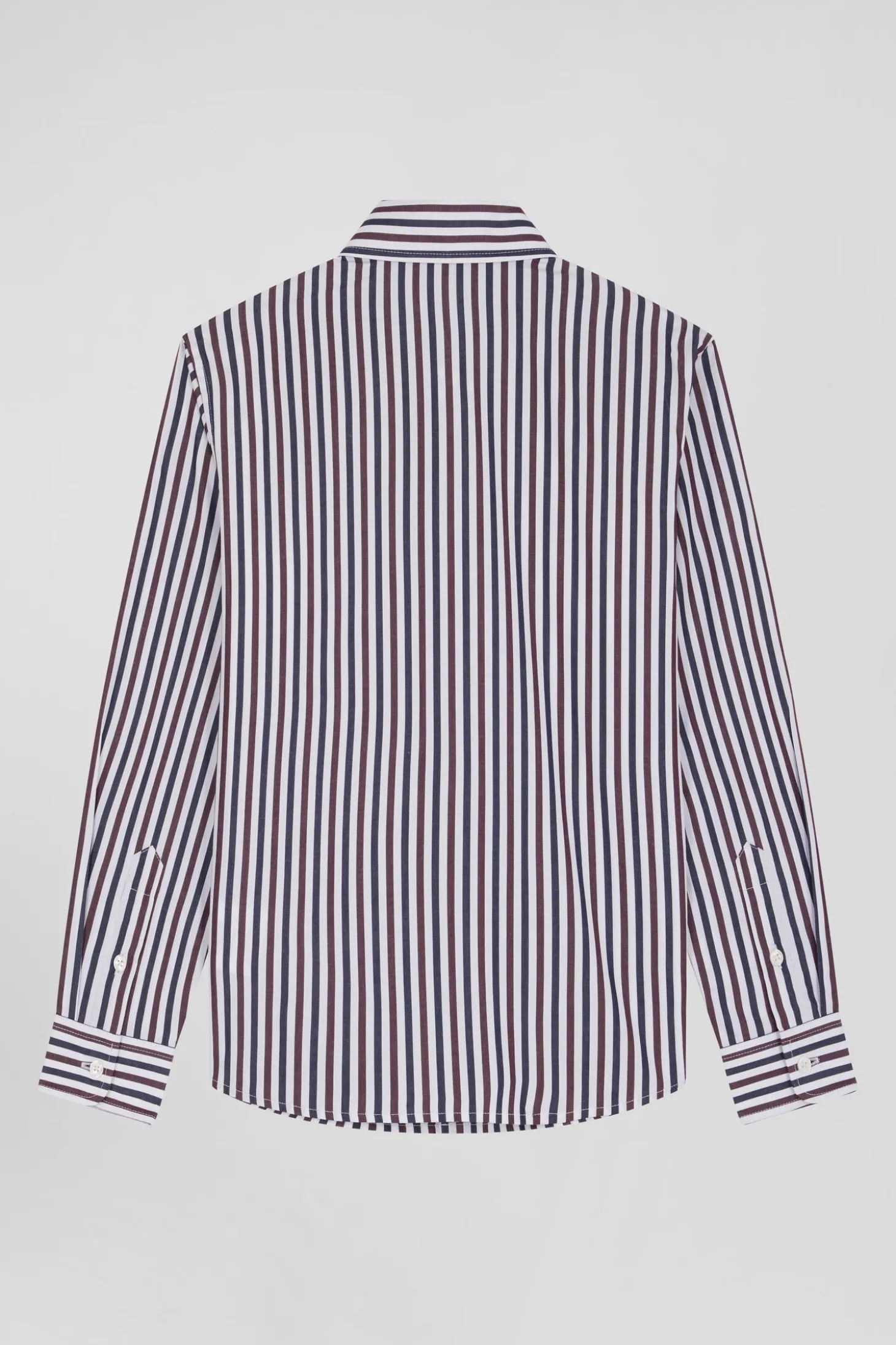 Chemise rayée en coton bordeaux coupe Regular