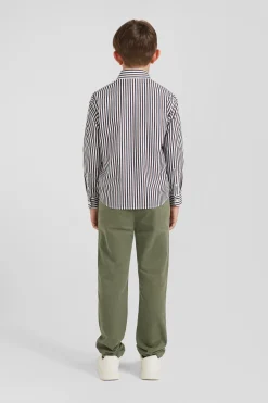 Chemise rayée en coton bordeaux coupe Regular