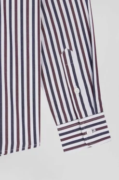 Chemise rayée en coton bordeaux coupe Regular