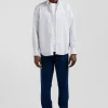 Chemise rayée en coton ciel coupe Regular jacquard