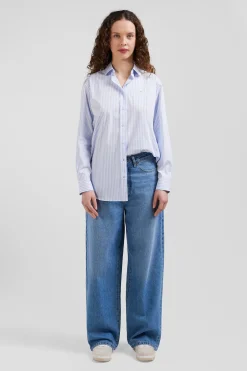Chemise rayée en coton ciel coupe Relaxed