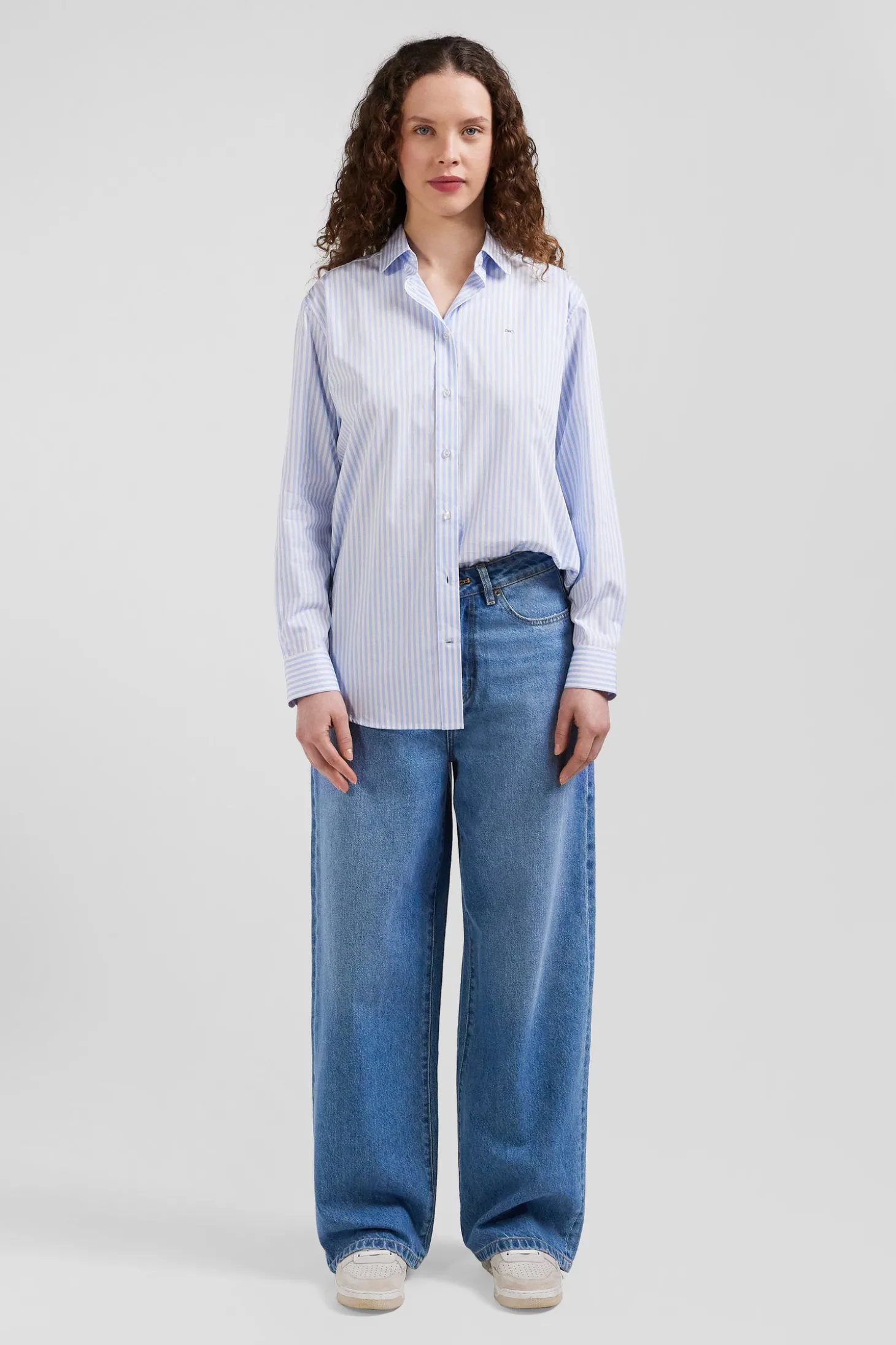 Chemise rayée en coton ciel coupe Relaxed