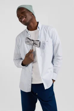 Chemise rayée en coton ciel coupe Regular jacquard