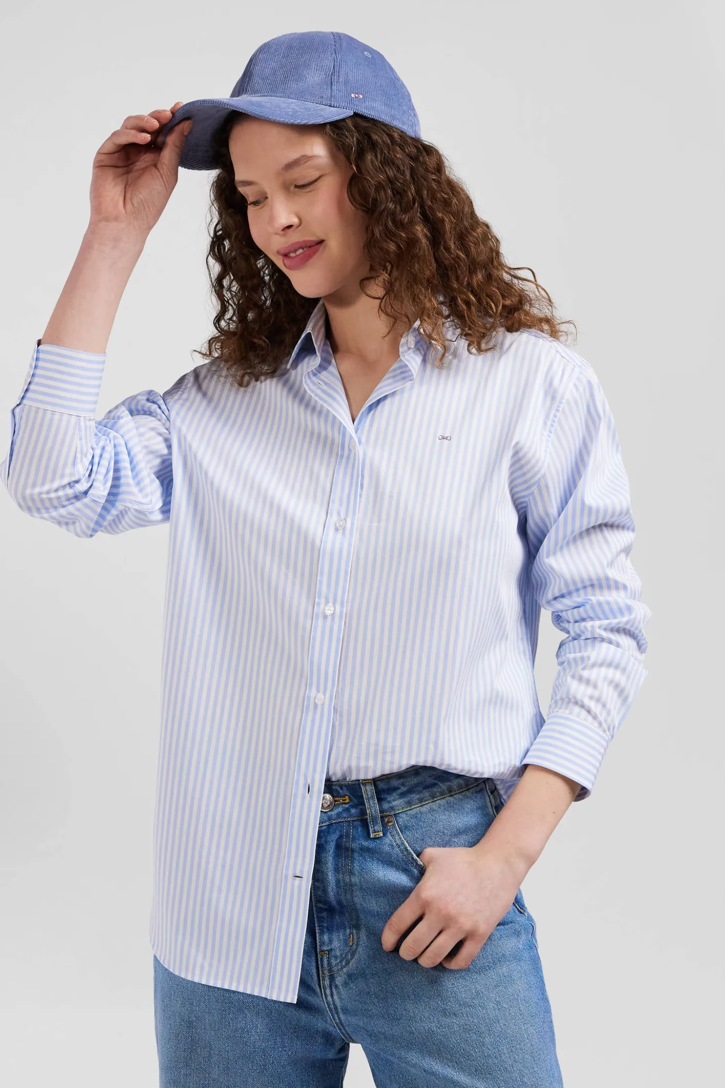 Chemise rayée en coton ciel coupe Relaxed