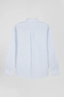 Chemise rayée en coton ciel coupe Regular jacquard