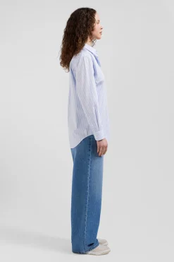 Chemise rayée en coton ciel coupe Relaxed