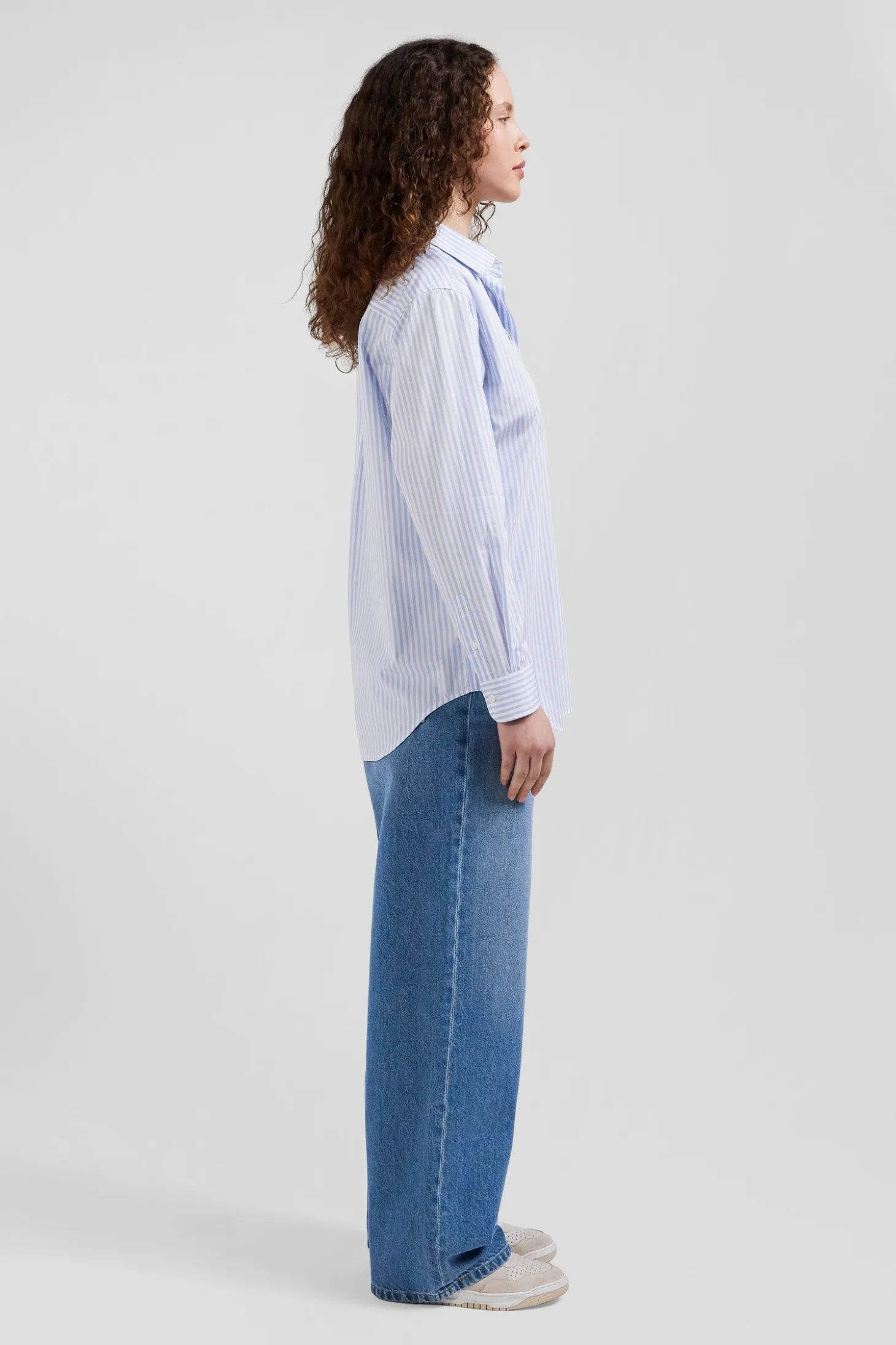 Chemise rayée en coton ciel coupe Relaxed