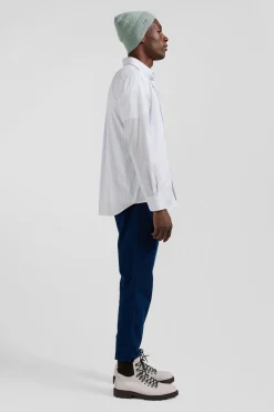 Chemise rayée en coton ciel coupe Regular jacquard