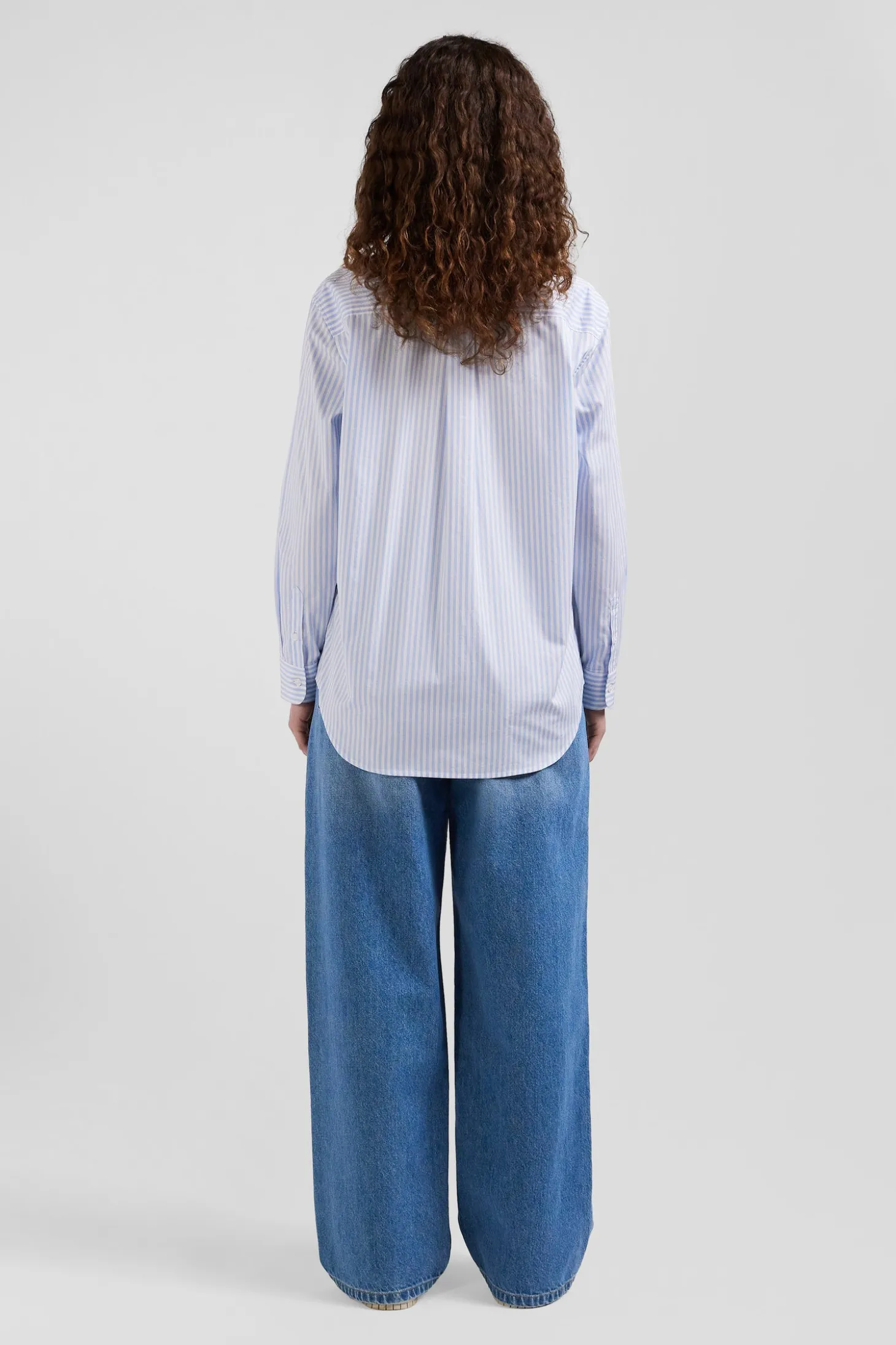 Chemise rayée en coton ciel coupe Relaxed