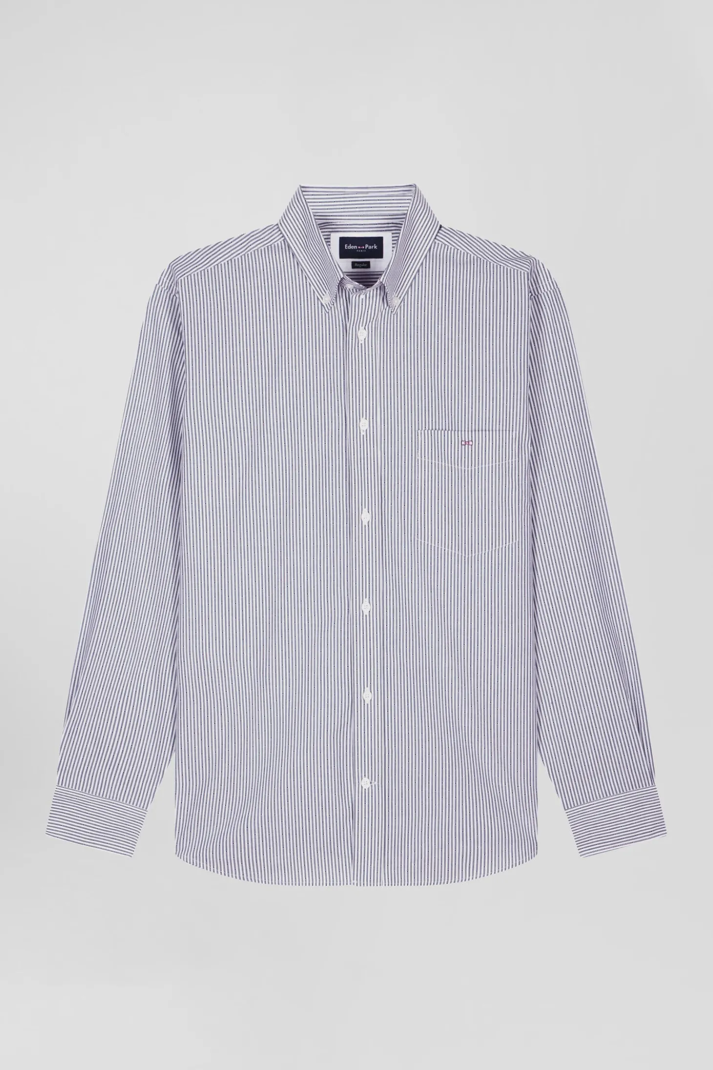 Chemise rayée en coton indigo coupe Regular jacquard
