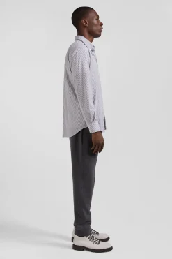 Chemise rayée en coton indigo coupe Regular jacquard