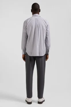 Chemise rayée en coton indigo coupe Regular jacquard