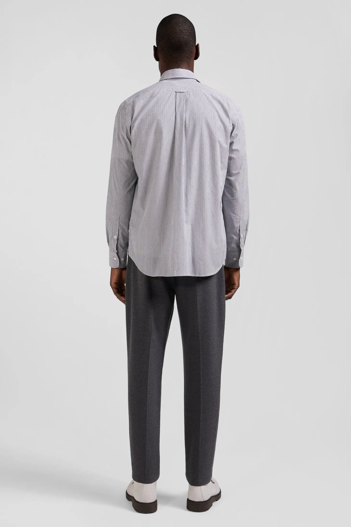 Chemise rayée en coton indigo coupe Regular jacquard