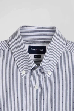Chemise rayée en coton indigo coupe Regular jacquard
