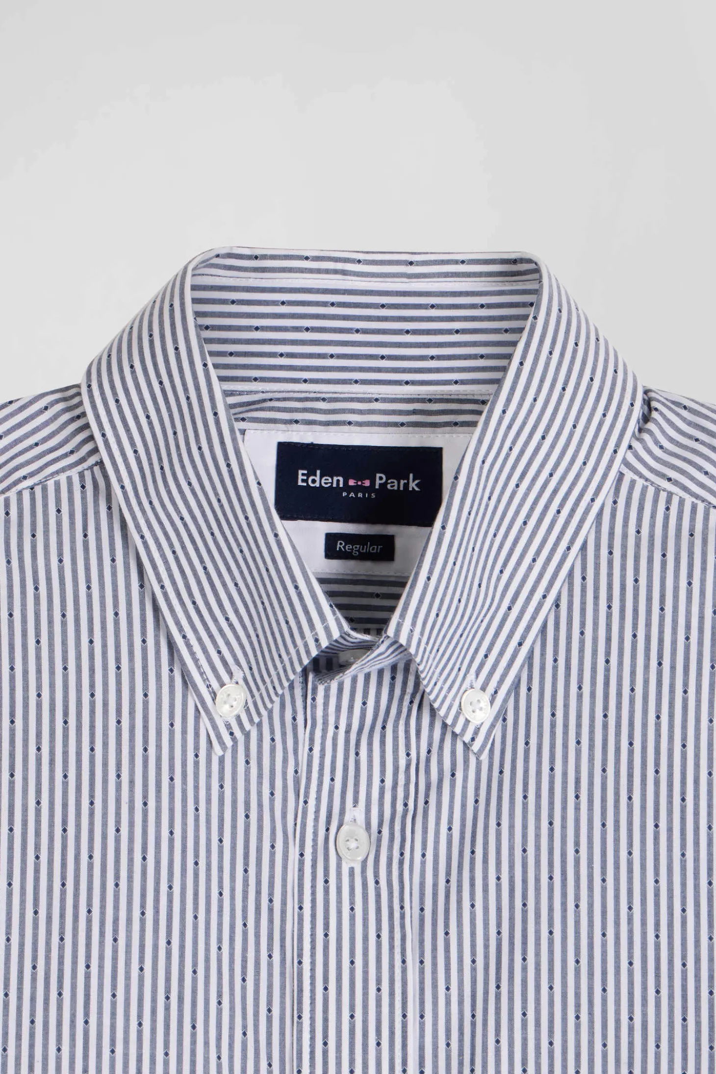 Chemise rayée en coton indigo coupe Regular jacquard