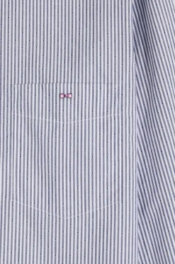 Chemise rayée en coton indigo coupe Regular jacquard