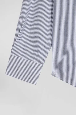 Chemise rayée en coton indigo coupe Regular jacquard