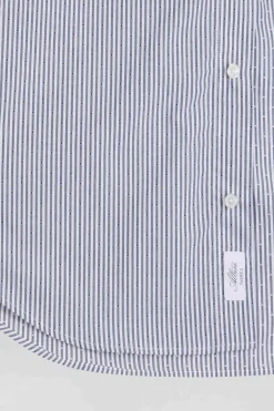Chemise rayée en coton indigo coupe Regular jacquard