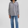 Chemise rayée en coton marine coupe Relaxed