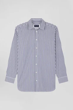Chemise rayée en coton marine coupe Relaxed