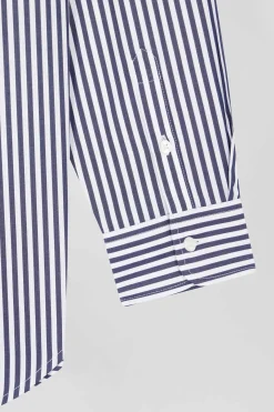 Chemise rayée en coton marine coupe Relaxed