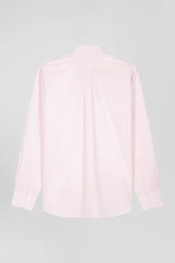 Chemise rayée en coton rose coupe Regular jacquard