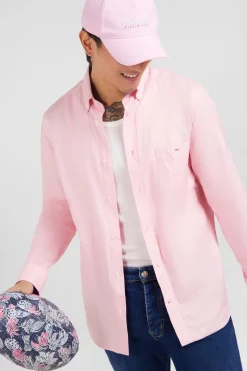 Chemise rose unie en coton