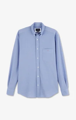 Chemise slim en coton pinpoint bleu