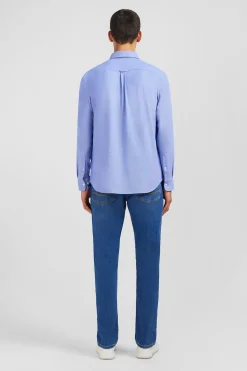 Chemise slim en coton pinpoint bleu