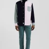 Chemise tricolore en coton vert coupe Regular