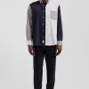 Chemise tricolore en coton gris coupe Regular