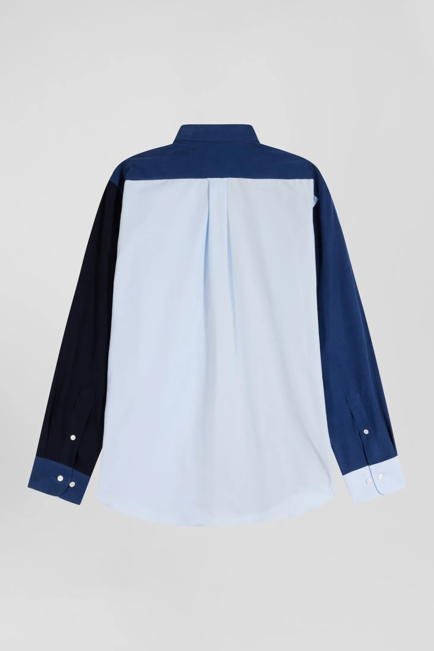 Chemise tricolore en coton bleu marine coupe Regular