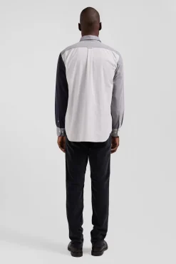 Chemise tricolore en coton gris coupe Regular