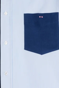 Chemise tricolore en coton bleu marine coupe Regular
