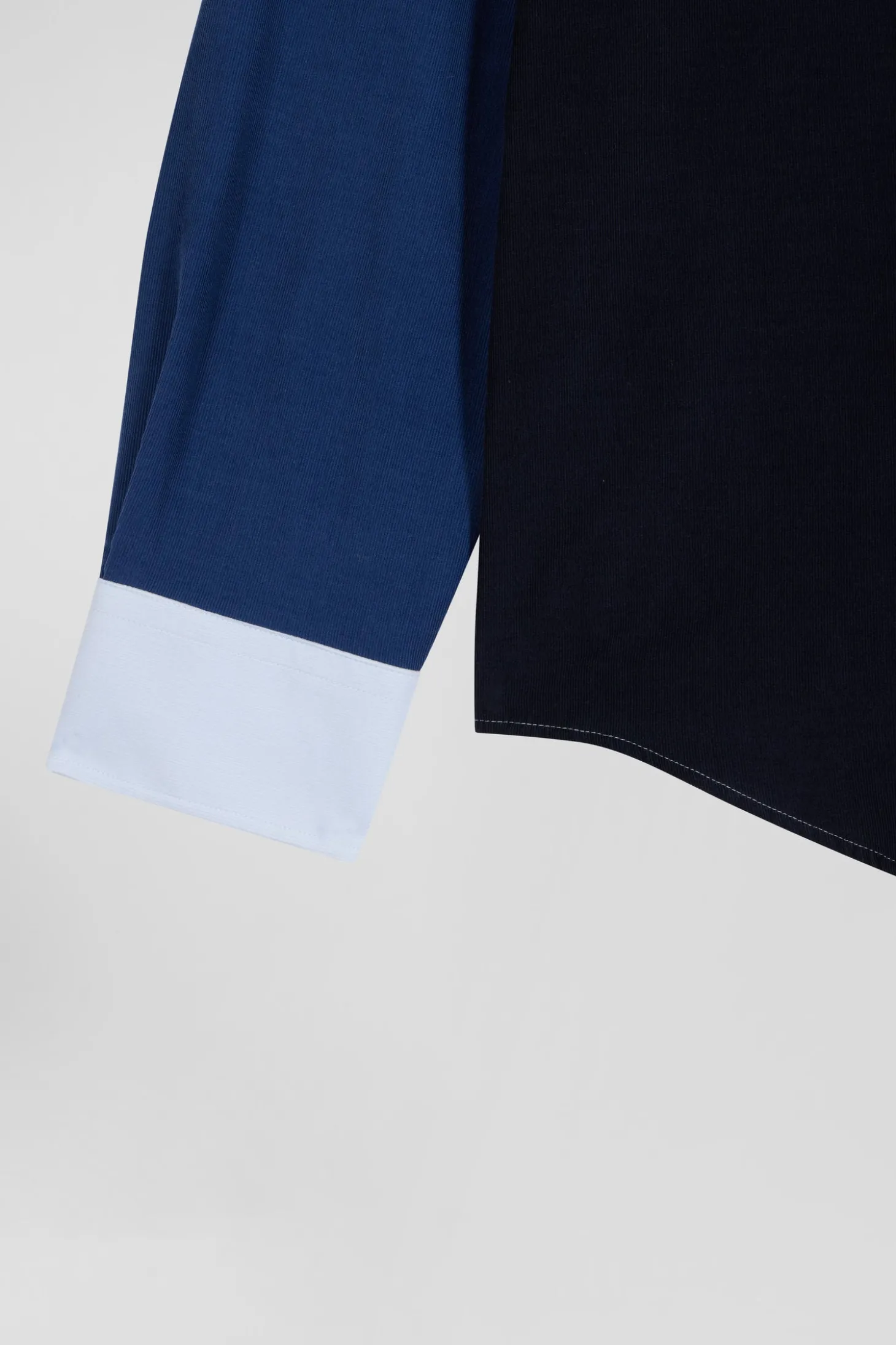 Chemise tricolore en coton bleu marine coupe Regular