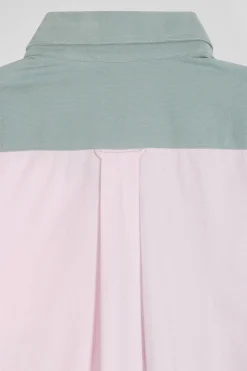 Chemise tricolore en coton vert coupe Regular