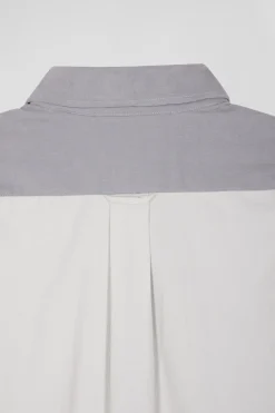 Chemise tricolore en coton gris coupe Regular