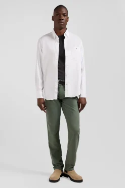 Chemise unie blanche en coton stretch mélangé coupe Regular
