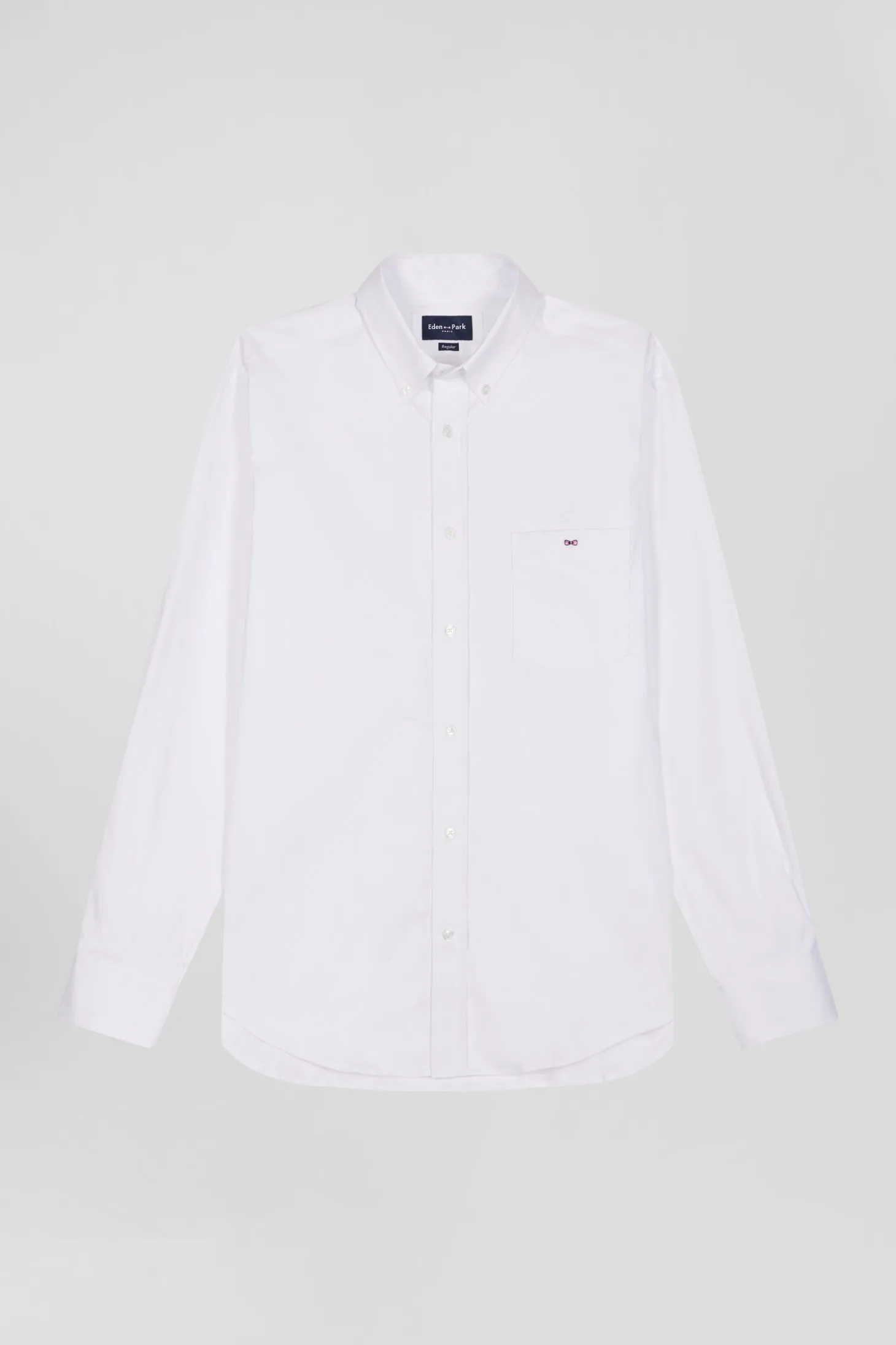 Chemise unie blanche en coton stretch mélangé coupe Regular