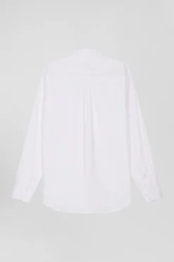 Chemise unie blanche en coton stretch mélangé coupe Regular