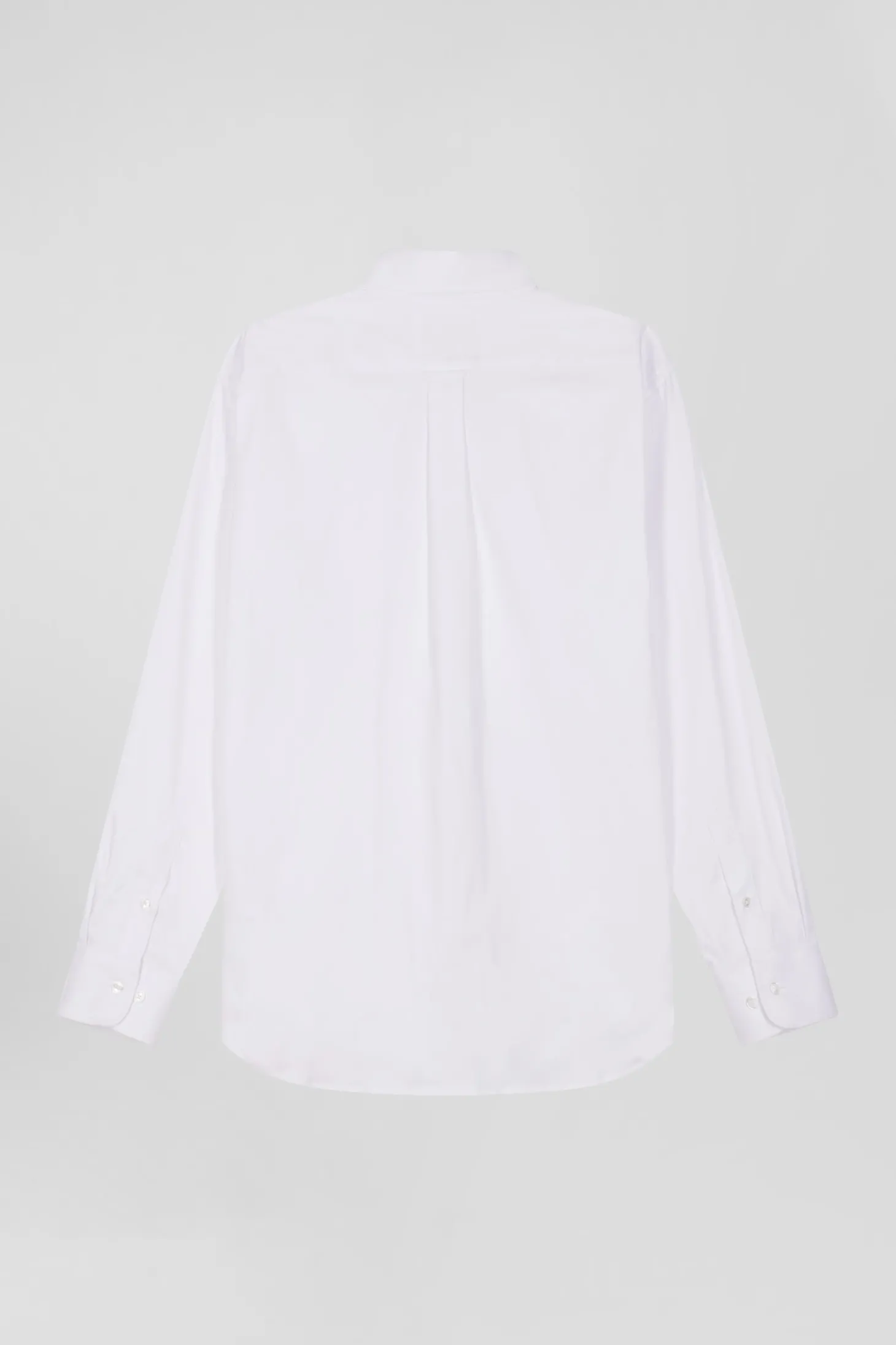 Chemise unie blanche en coton stretch mélangé coupe Regular